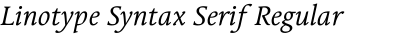 Linotype Syntax Serif Regular Italic OsF